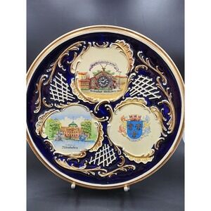 Vintage Hand Painted Ceramic Pottery Plate 3790 German City Decor Dish